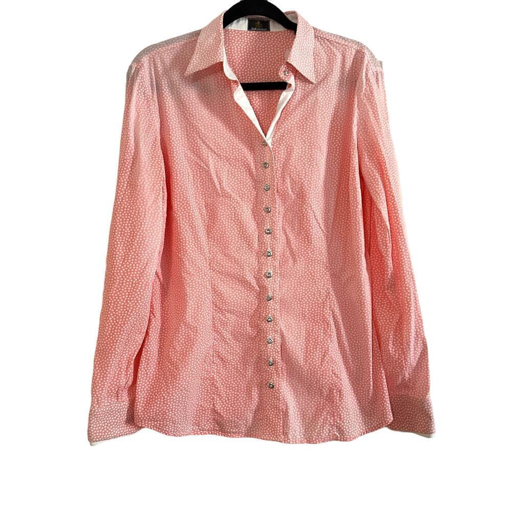 FIOR DA LISO Tessa I Coral Dots Equestrian Button Down Embroidered Butterfly
